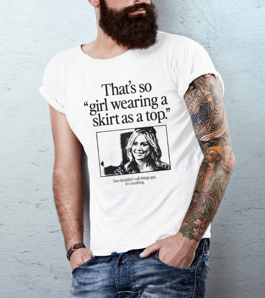 Girl Wearing A Skirt As A Top T-Shirt