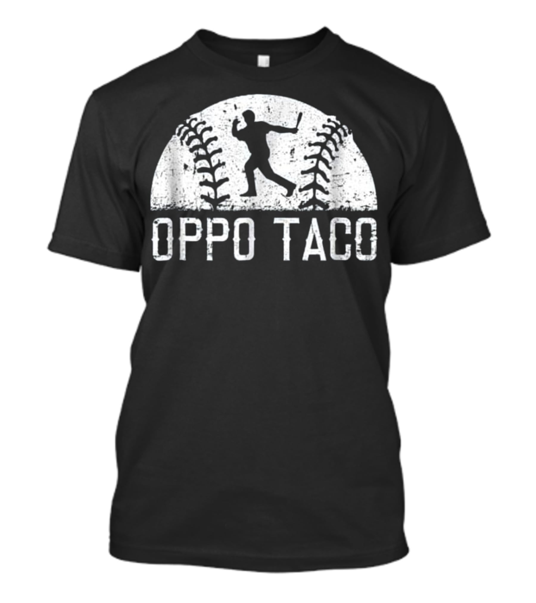 Oppo Taco Baseball Batter Silhouette With Stitching T-Shirt