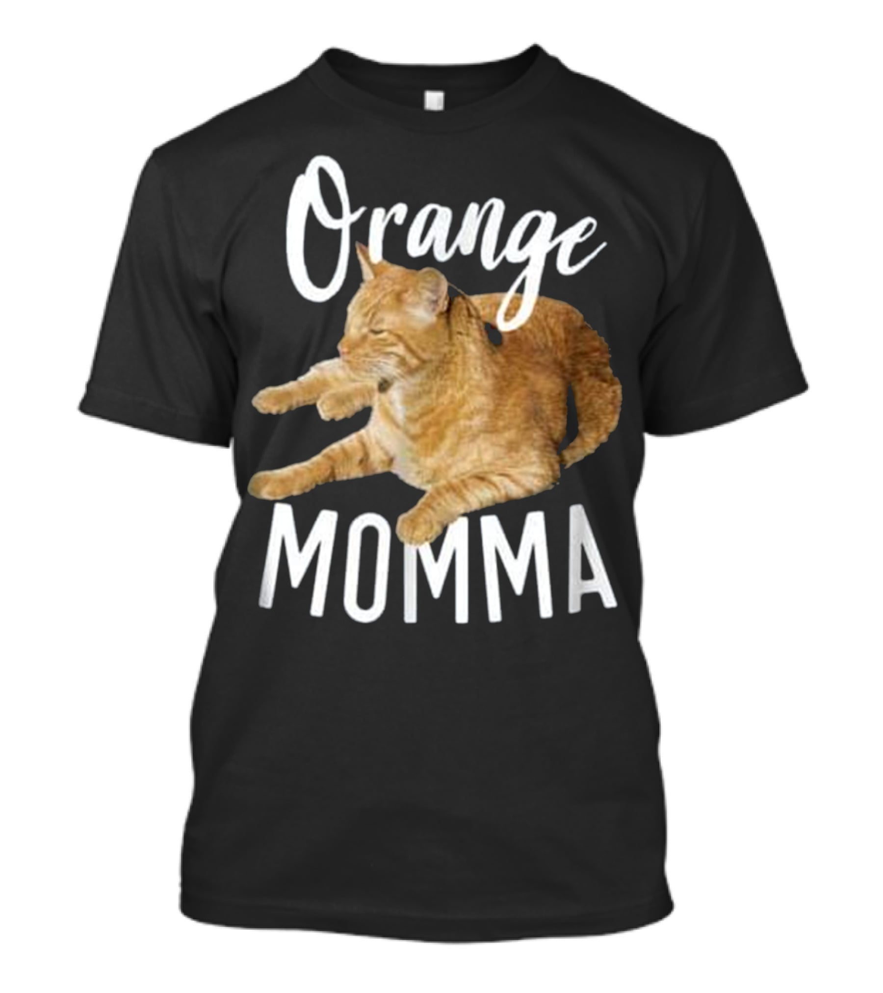 Orange Momma Tabby Cat Lover Graphic Text With Orange Tabby Cat Image T-Shirt