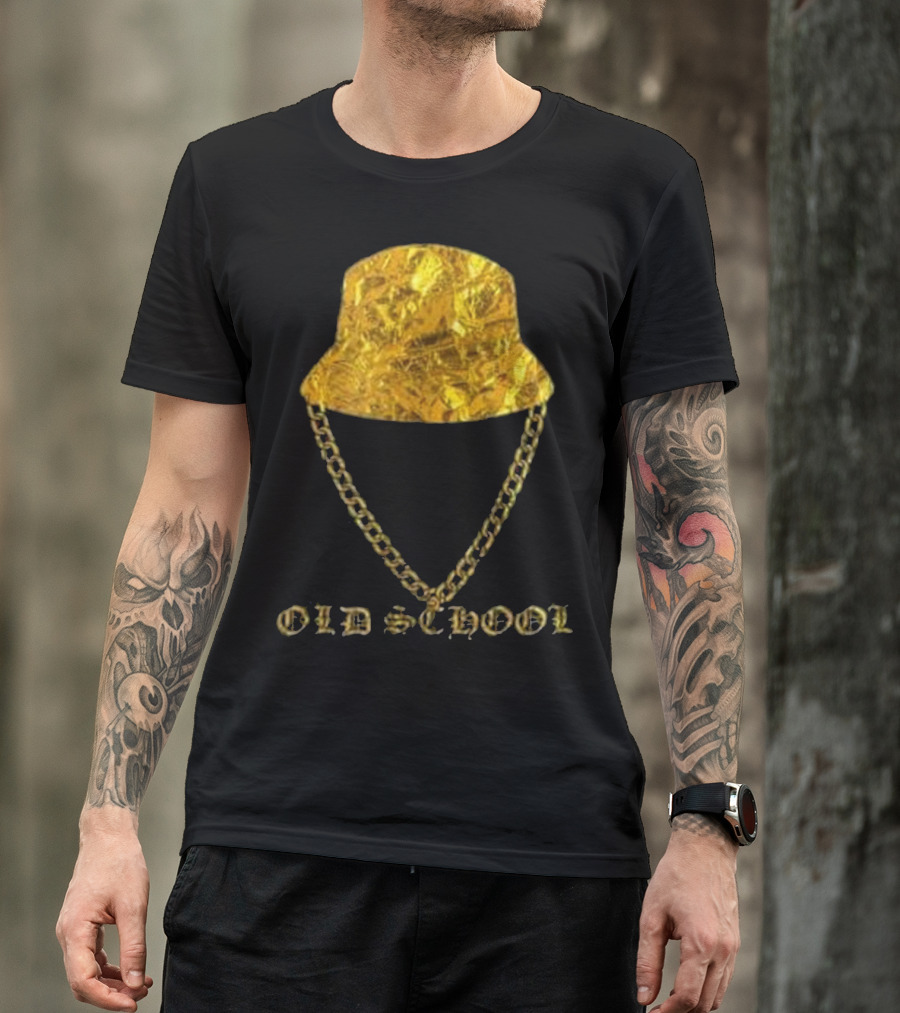 Old School 80s Hip Hop Gold Chain Bucket Hat T-Shirt