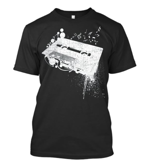 Old School 80s Cassette Tape With Musical Notes Grunge Hip Hop T-Shirt