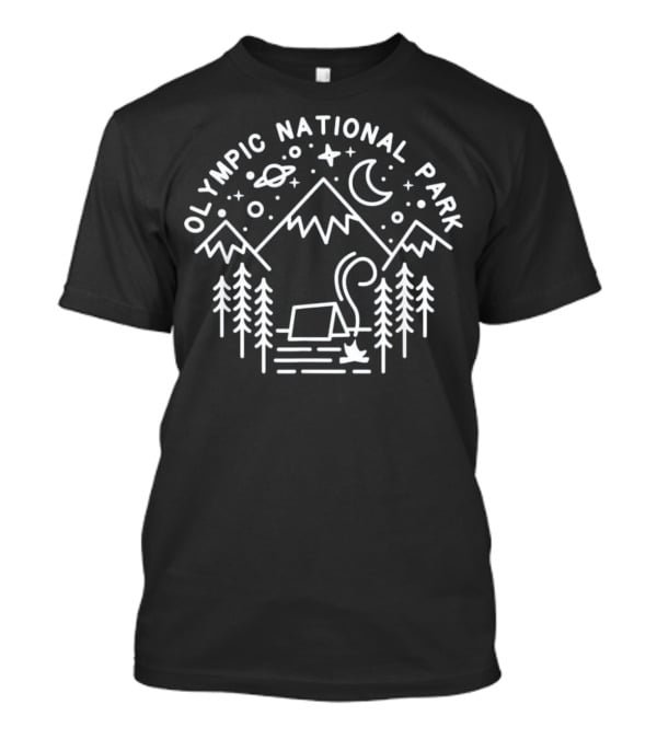 Olympic National Park Stargazing Camp With Mountains And Forest Scene T-Shirt