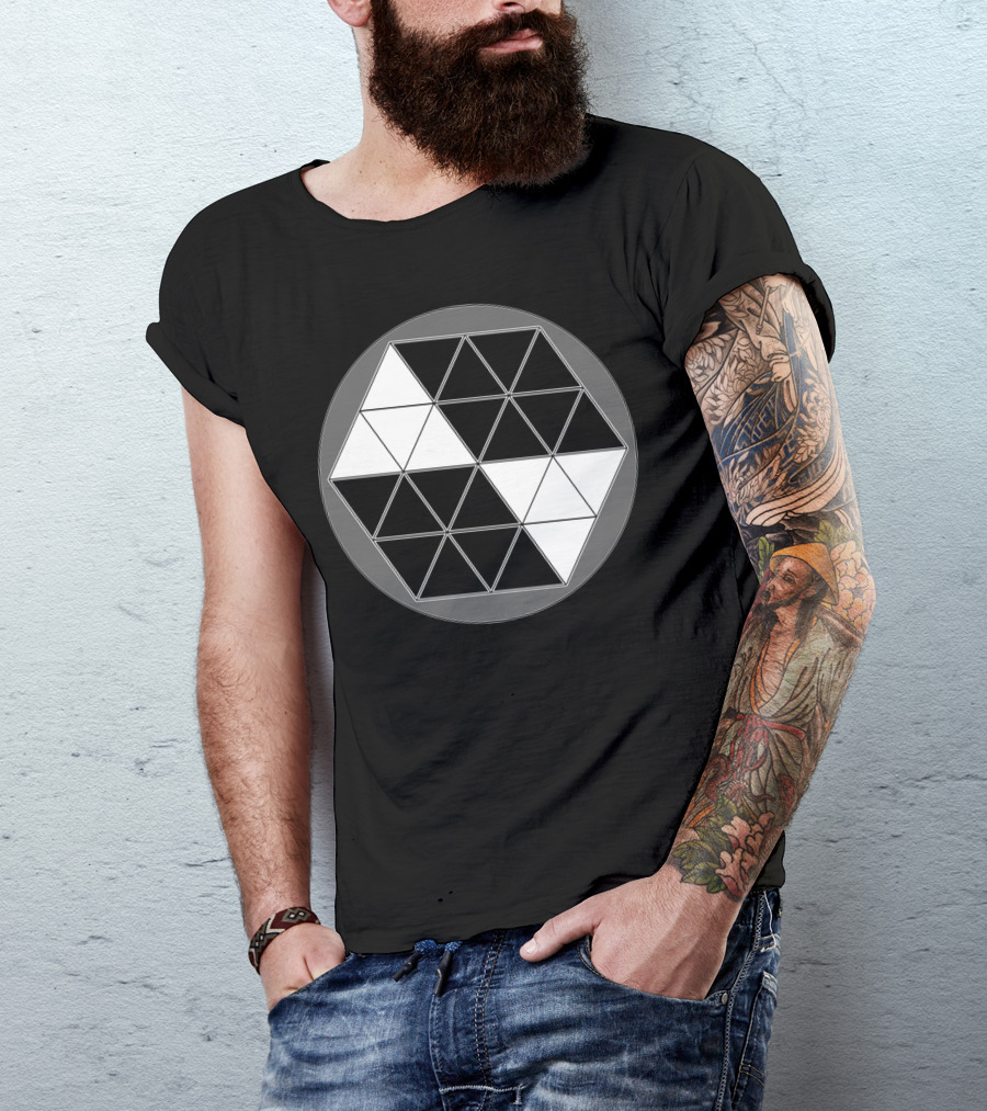 Geometric Black And White Triangle Cube T-Shirt
