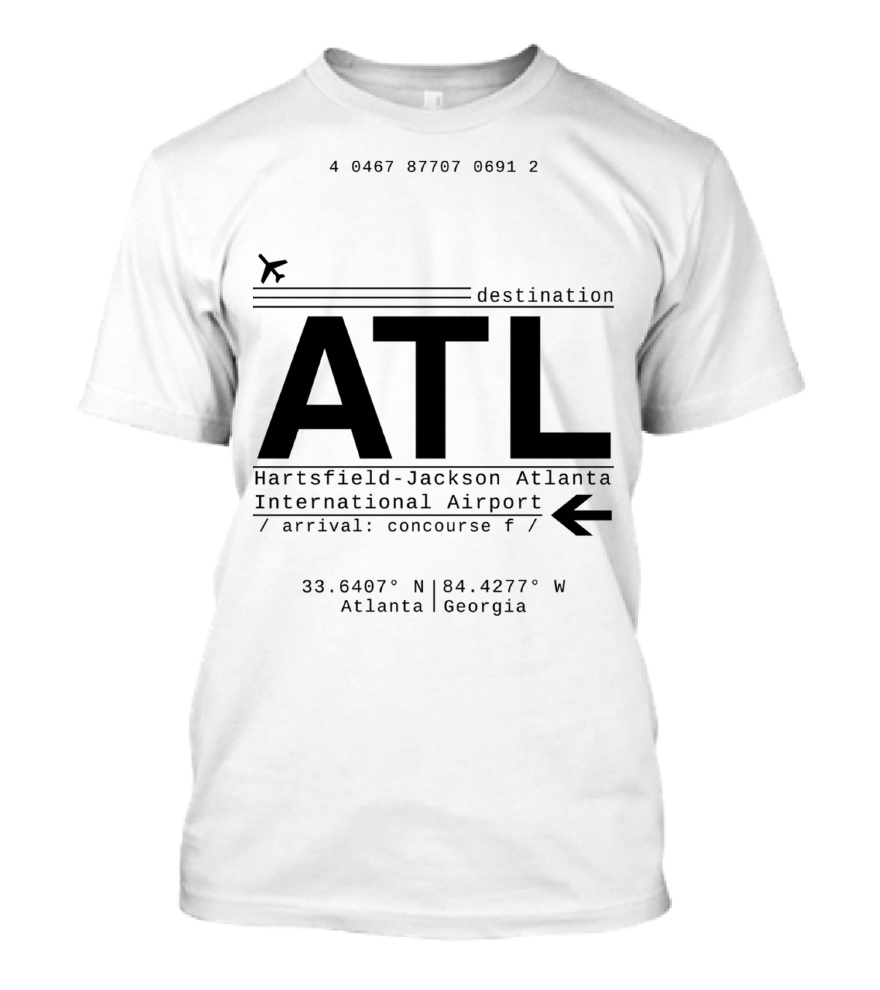 ATL Hartsfield-Jackson Atlanta International Airport Destination Arrival Concourse F Atlanta Georgia T-Shirt
