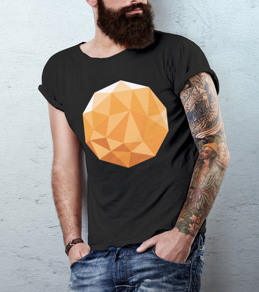 Geometric Comet Orange Polyhedron T-Shirt