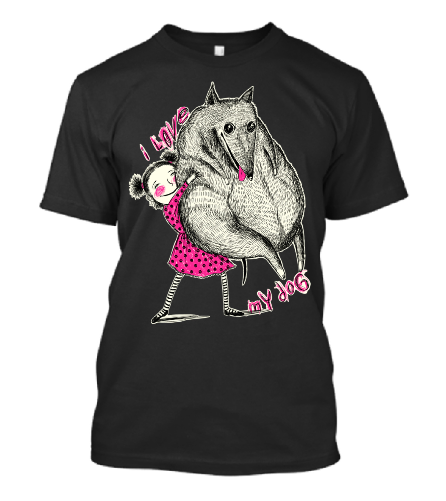 I Love My Dog Hug Cute Pink Dress T-Shirt