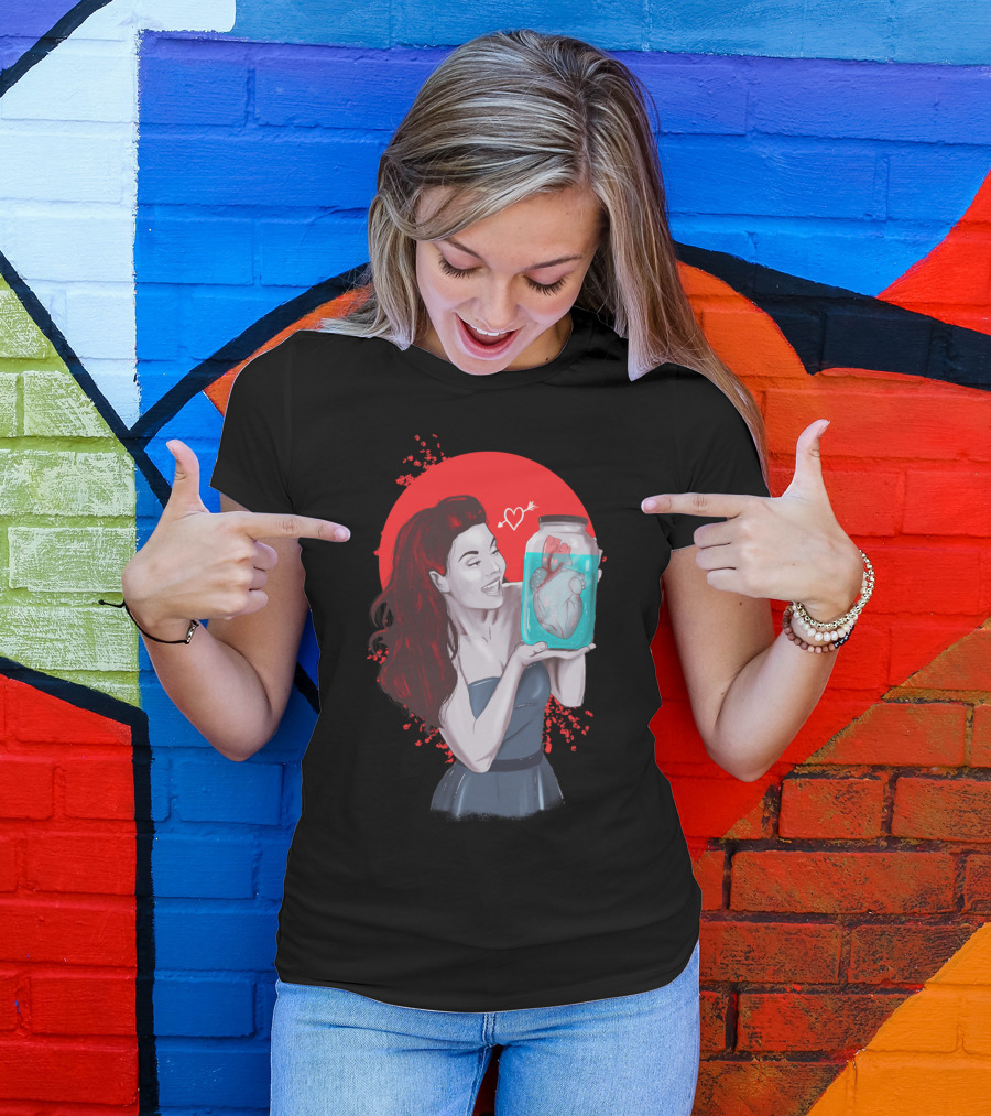 My Heart In A Jar Ped Woman Holding Heart T-Shirt