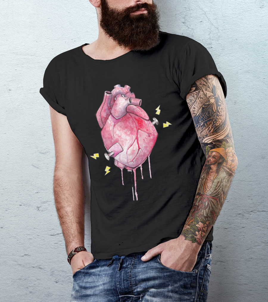 Electrifying Heart With Lightning Bolts And Screws T-Shirt