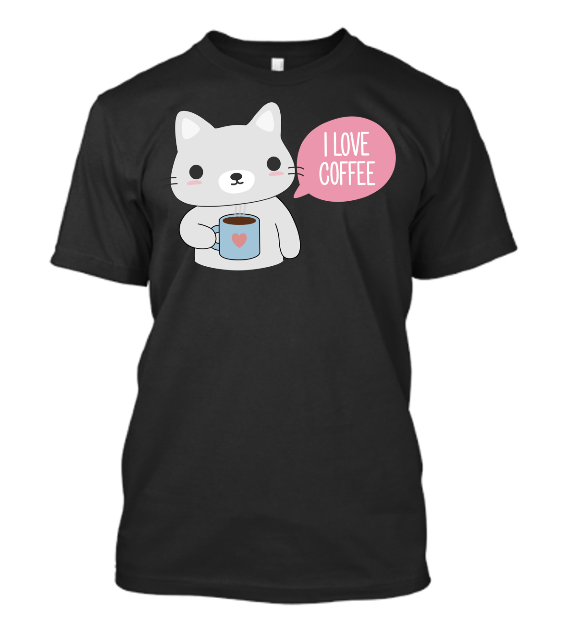 I Love Coffee Cute Kawaii Cat T-Shirt