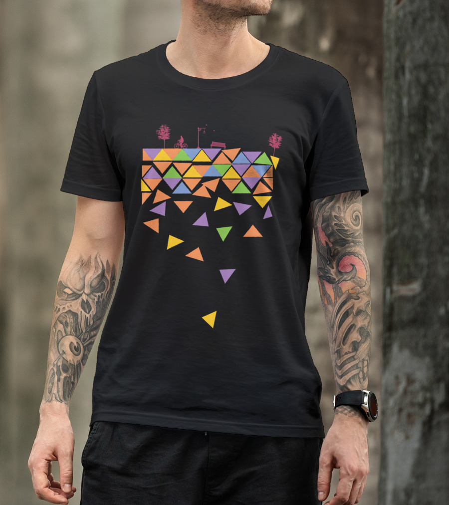 Journey F Geometric Landscape Triangles Bike Path Abstract Urban Trees T-Shirt