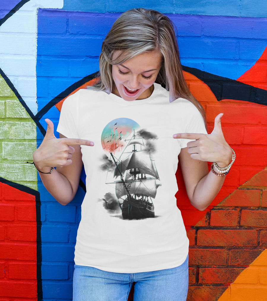 Journey To The Outworld T S Fantasy Ship And Moon Adventure T-Shirt