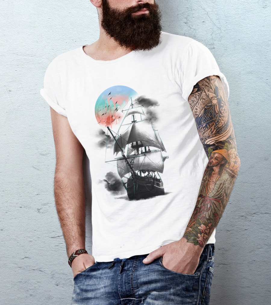 Journey To The Outworld T S Fantasy Ship And Moon Adventure T-Shirt