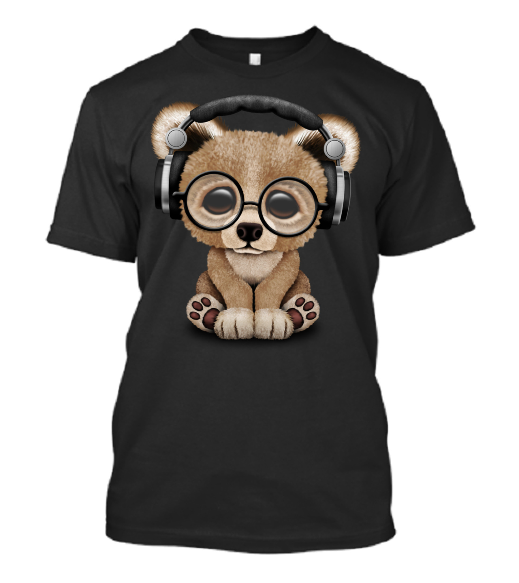 Cute Baby Bear Glasses Headphones T-Shirt