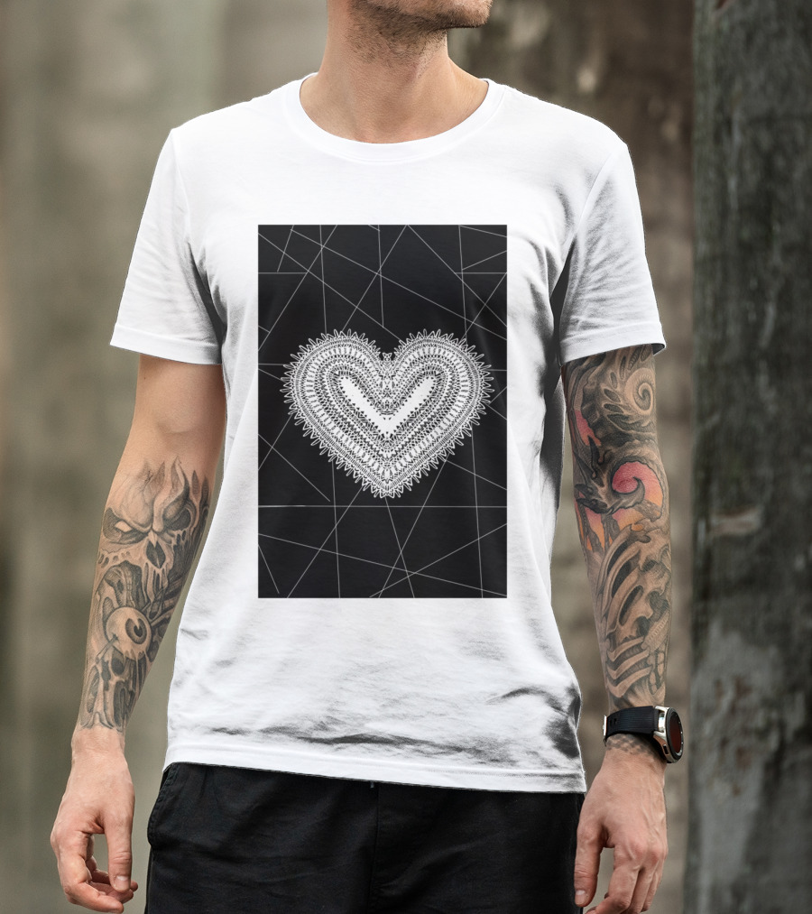 Heart Line A Lace Geometric T-Shirt