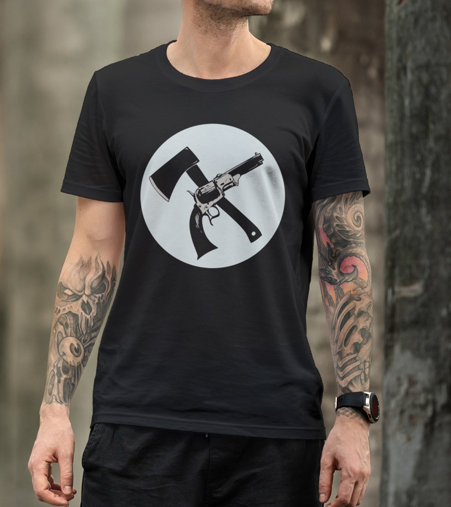AXE AND REVOLVER Crossed Weapons T-Shirt
