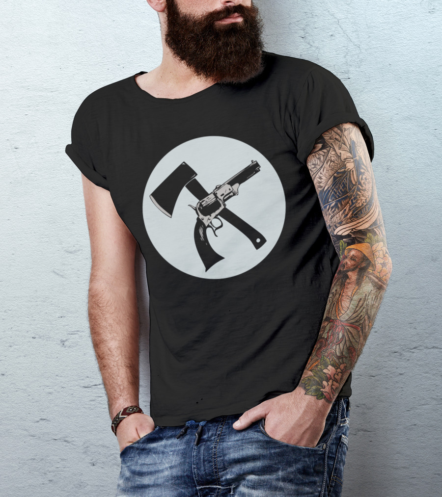 AXE AND REVOLVER Crossed Weapons T-Shirt