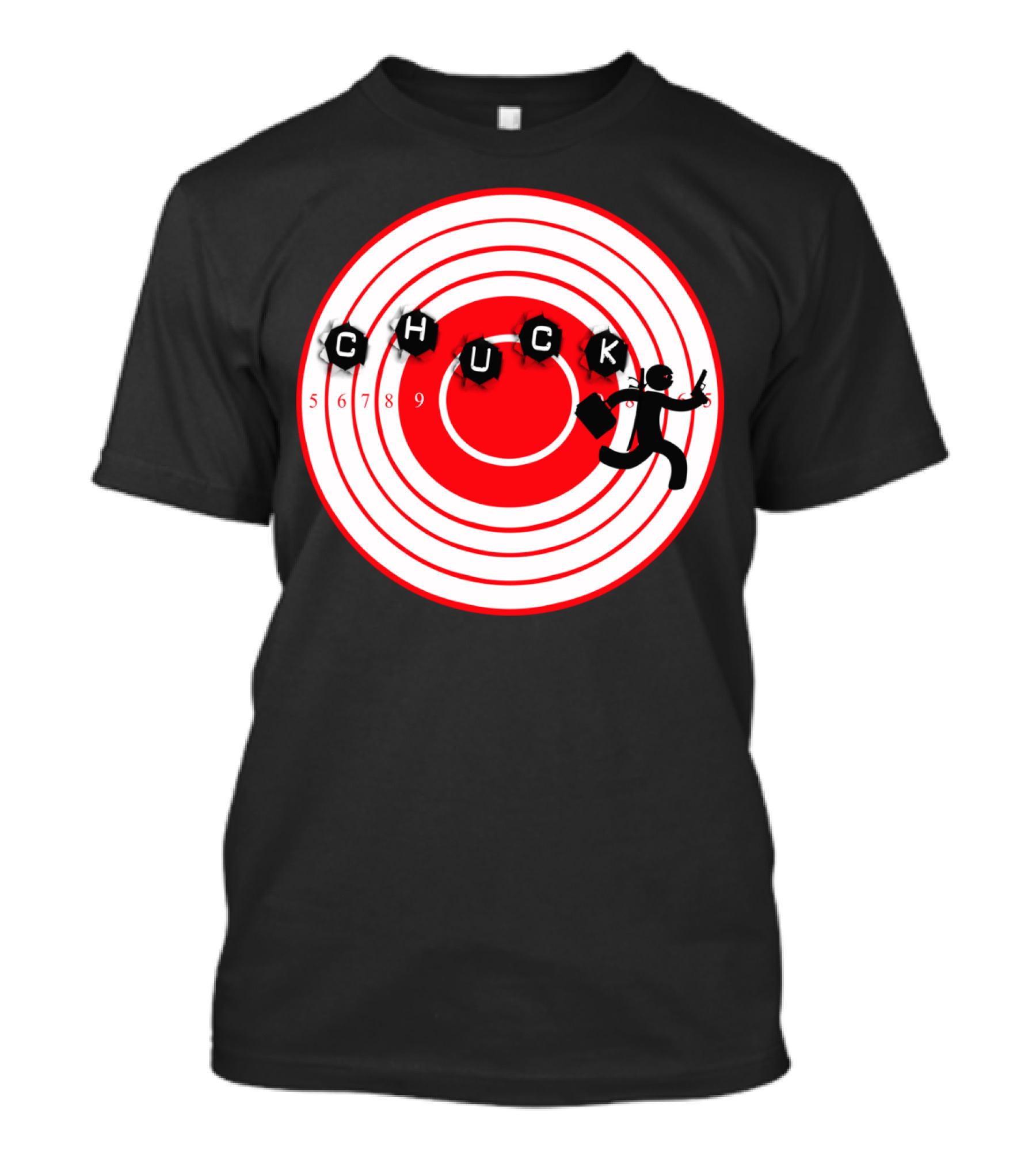 Chuck Ninja Man Target Board Bullseye Figure With Stars And Numbers T-Shirt