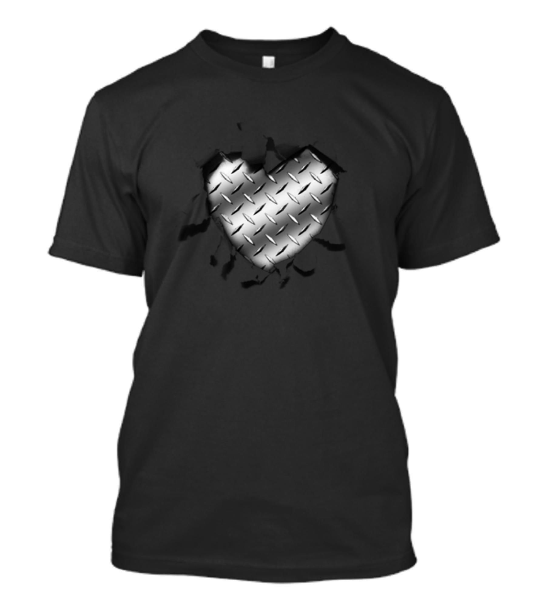 Heart Of Steel Metal Texture Pattern Burlap Breaking T-Shirt