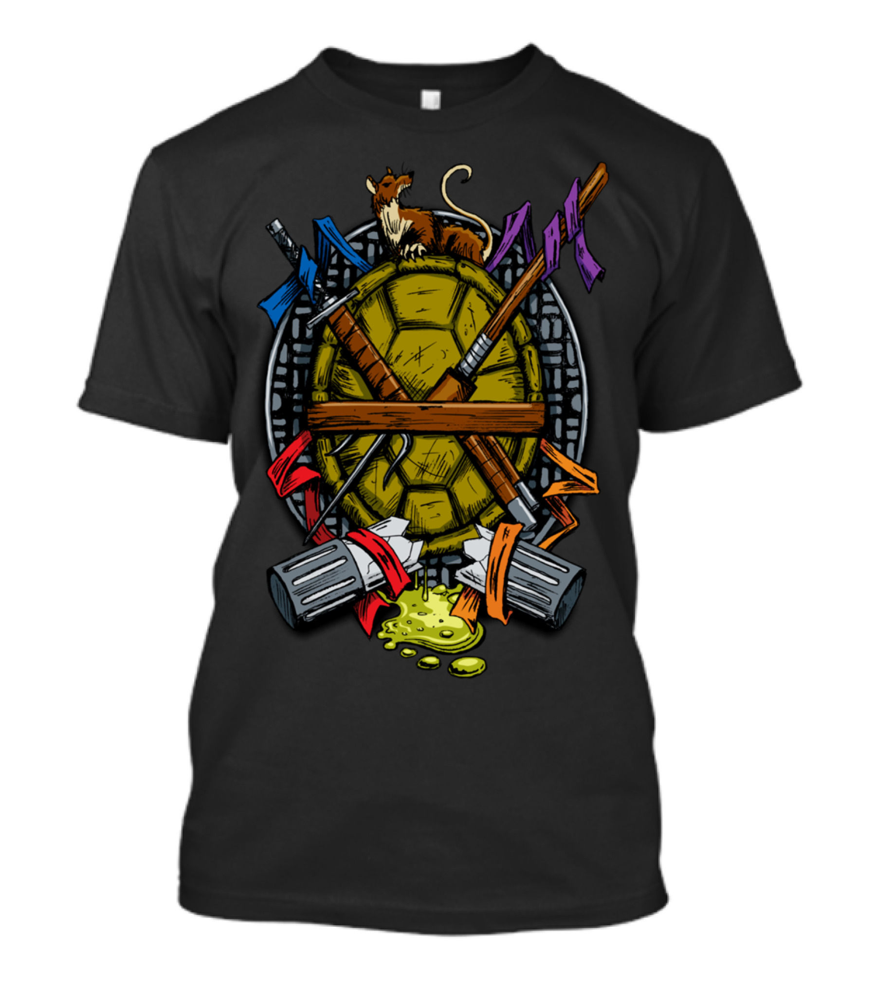 Turtle Family Crest Weapons Rat Sewer Ooze T-Shirt