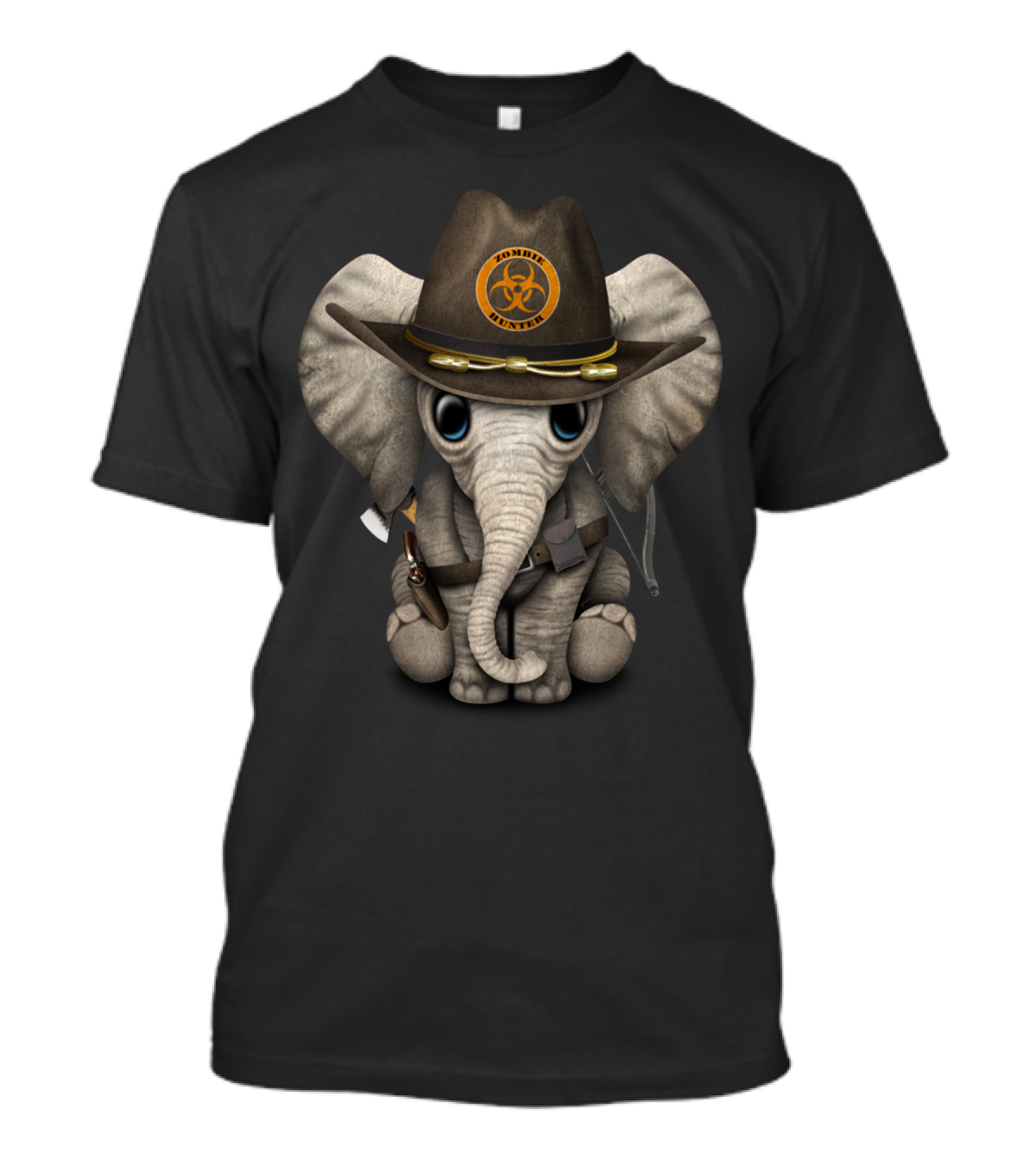 Baby Elephant Zombie Hunter Biohazard Hat T-Shirt
