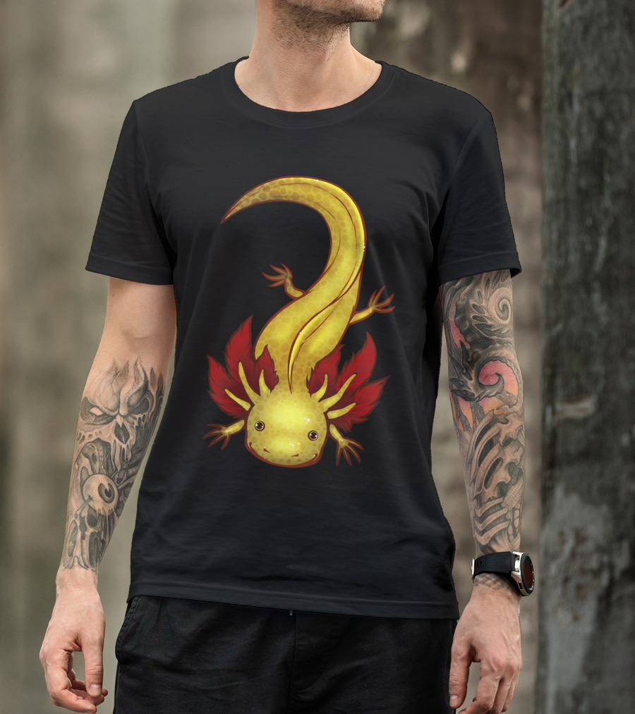 GFP Copper Axolotl With Vibrant Red Gills And Golden Body T-Shirt