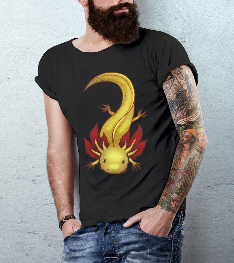 GFP Copper Axolotl With Vibrant Red Gills And Golden Body T-Shirt