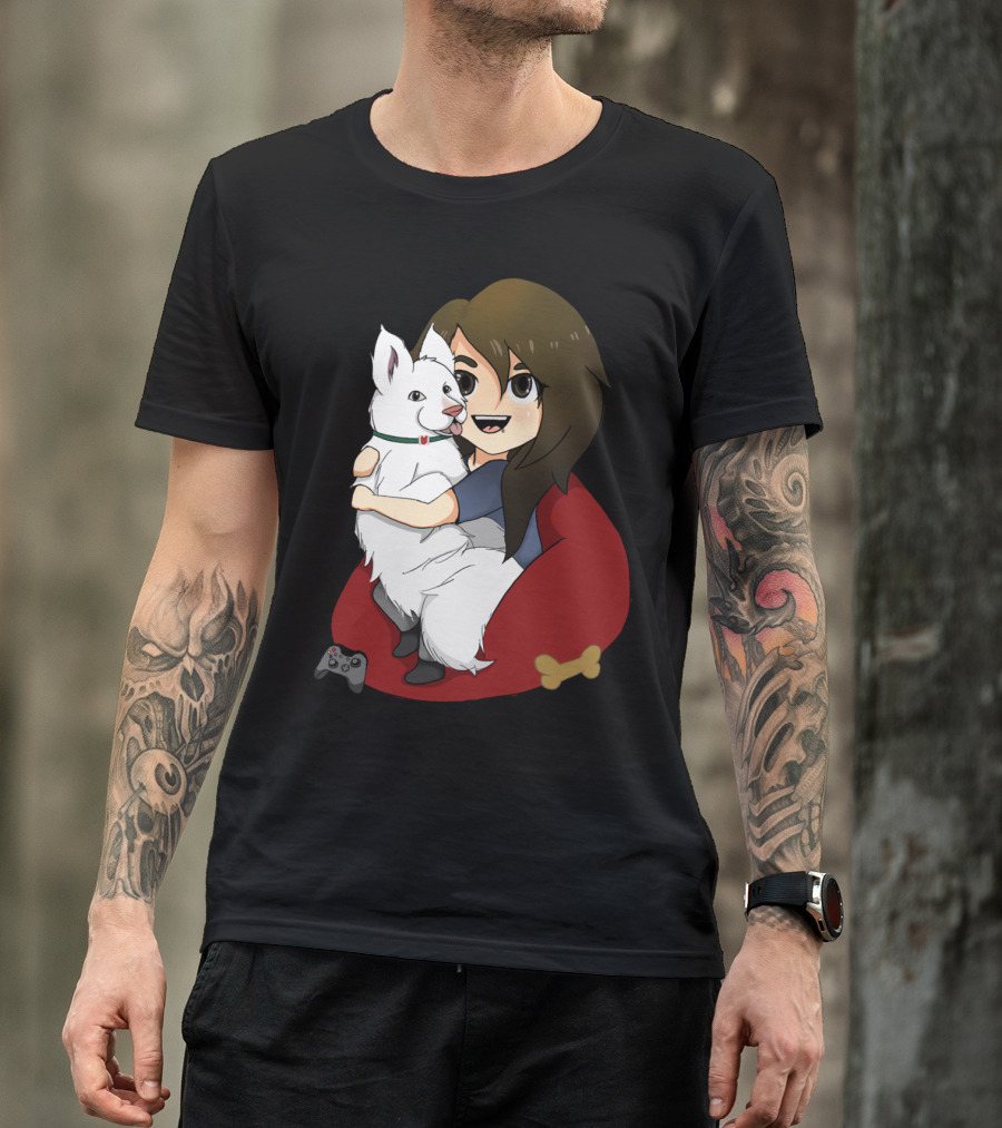 Ghost Cuddles Case By With Girl And Dog On Bean Bag With Video Game Controller T-Shirt