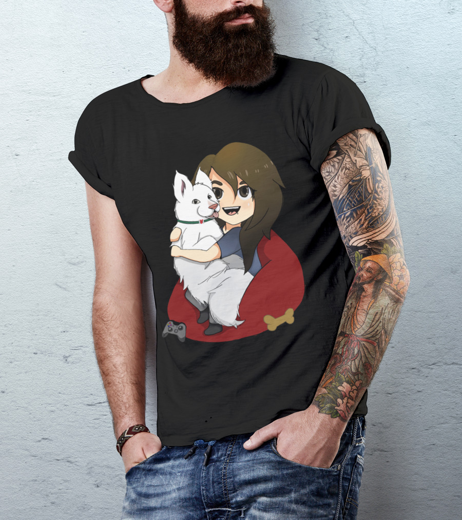 Ghost Cuddles Case By With Girl And Dog On Bean Bag With Video Game Controller T-Shirt