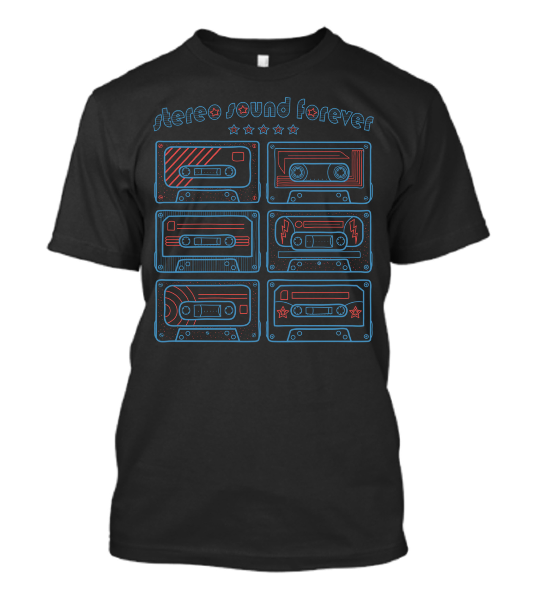 Stereo Sound Forever Retro Cassette Tape Collection T-Shirt