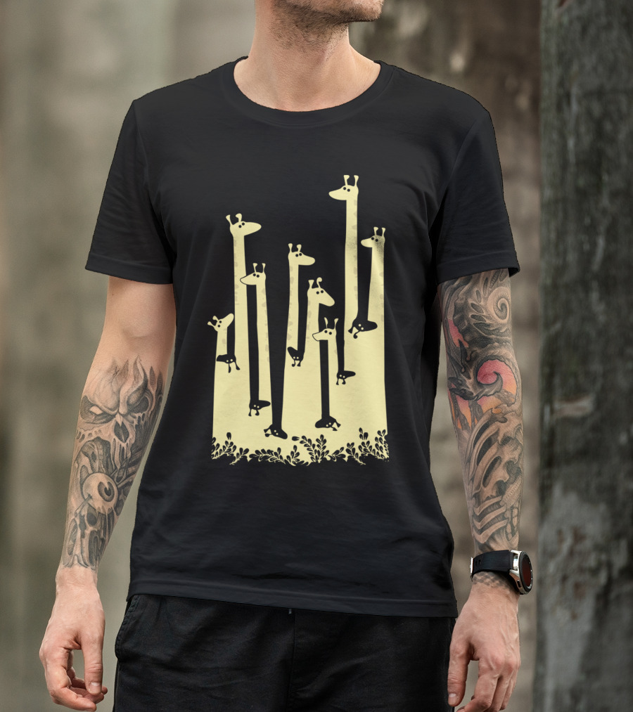 Giraffe Double Visionr Serenade In Yellow Forest T-Shirt