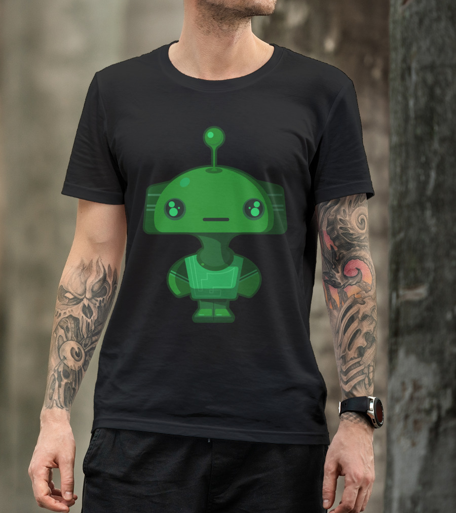 BABYBOT Mu Cute Green Robot Character T-Shirt