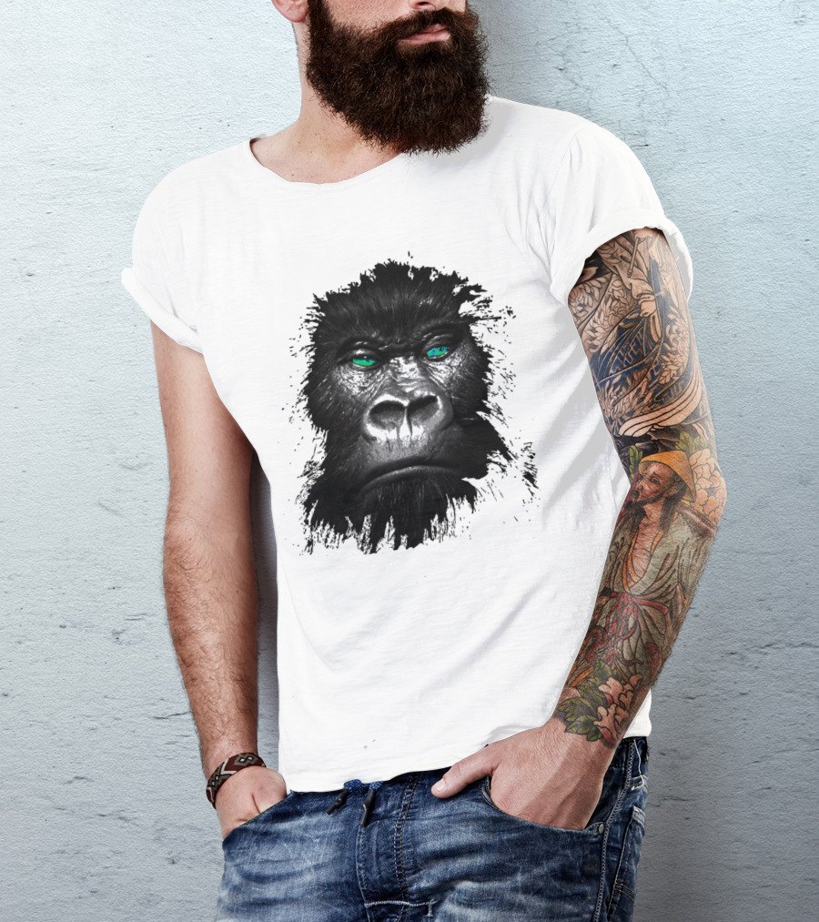 King Ape Fierce Blue-Eyed Gorilla Face T-Shirt
