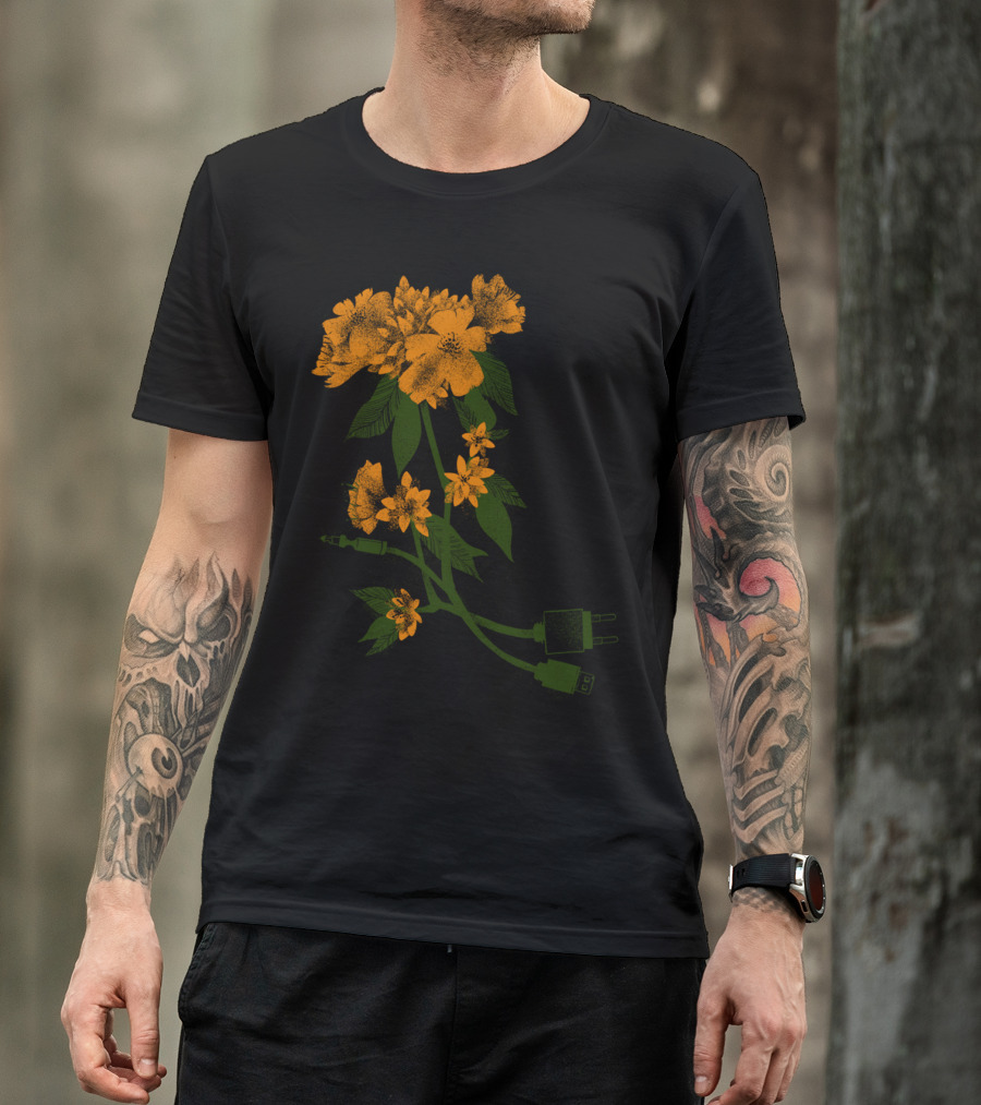 Digital Spring Flowers With USB And Audio Jacks T-Shirt