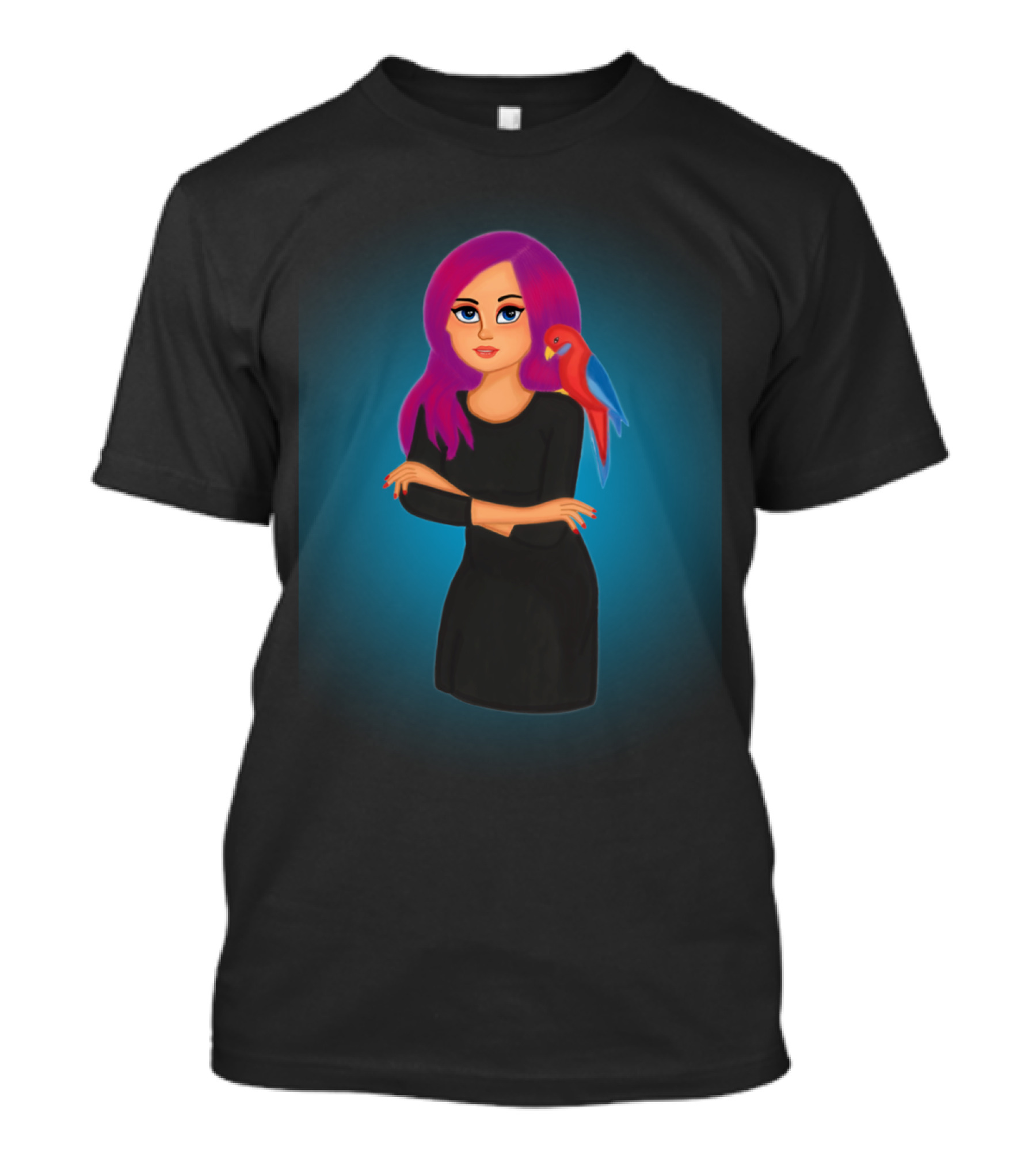 Girl With Colorful Hair And Bird Companion T-Shirt