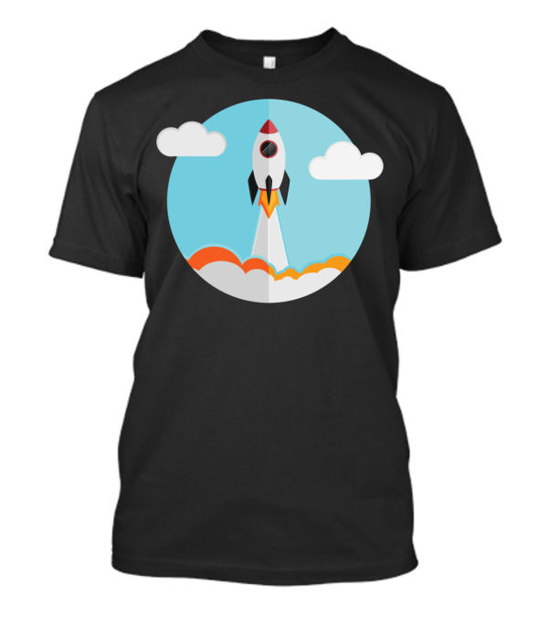 Rocket Ship Launch Clouds Sky T-Shirt