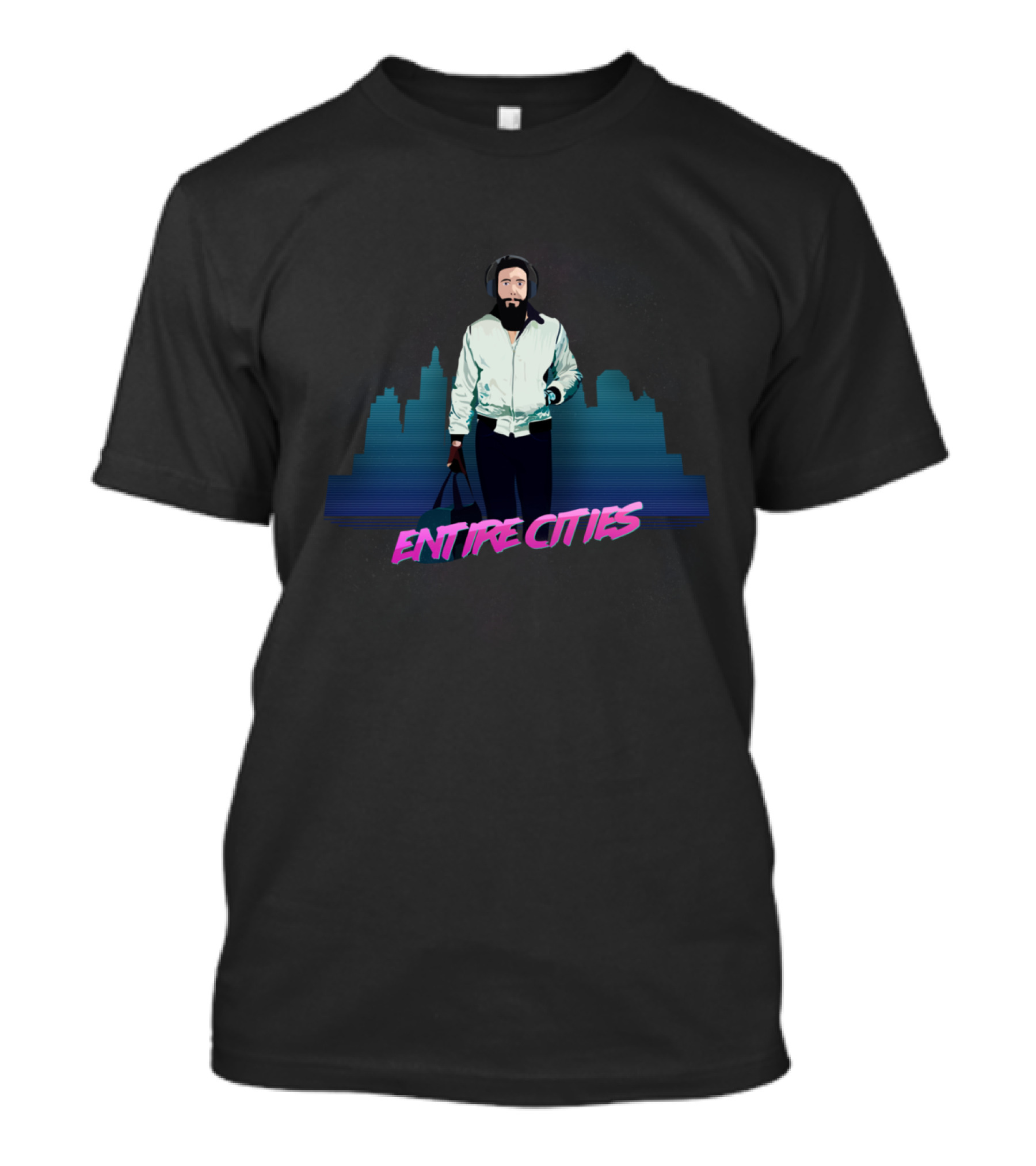 ENTIRE CITIES Legend Retro Synthwave Skyline Driver T-Shirt