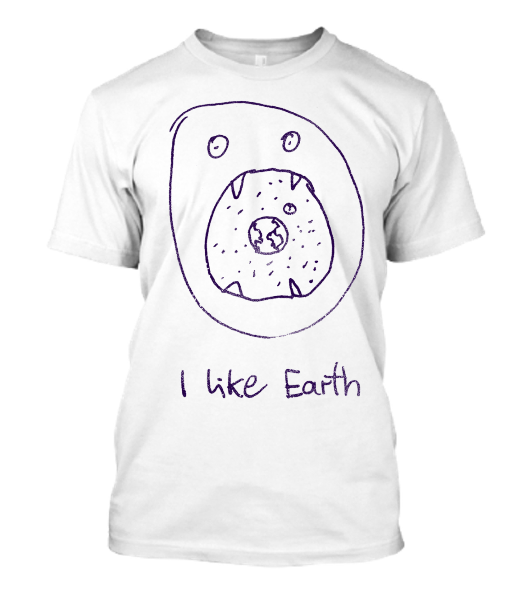 I Like Earth Cute Monster With Earth Inside Mouth T-Shirt