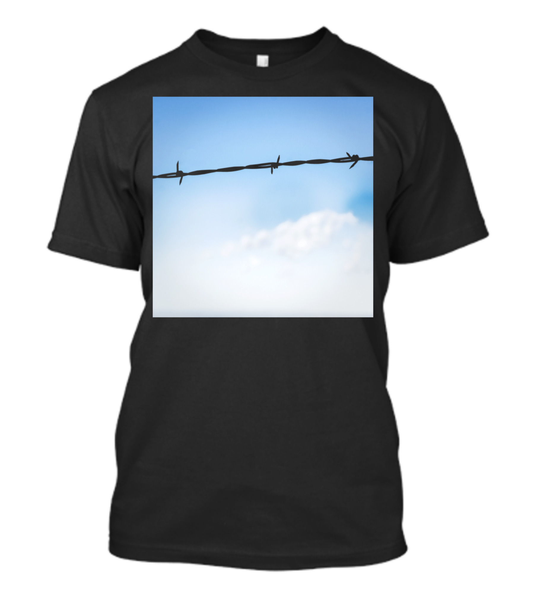 Barbed Wire Against A Blue Sky With Clouds T-Shirt