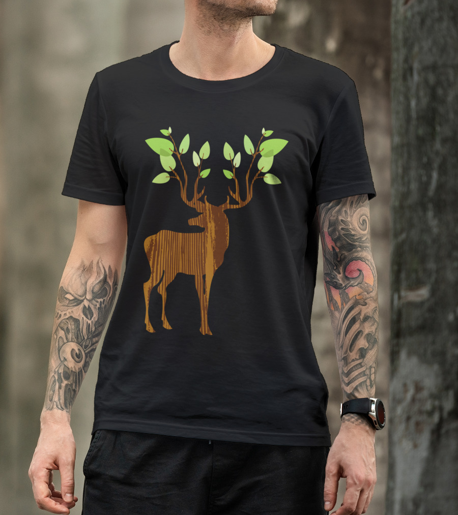 DeerTree Vin Forest Silhouette With Branches And Leaves T-Shirt