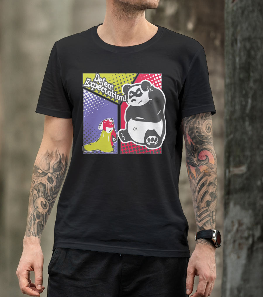 Defeat Expectation Panda And Sluggler Comic T-Shirt