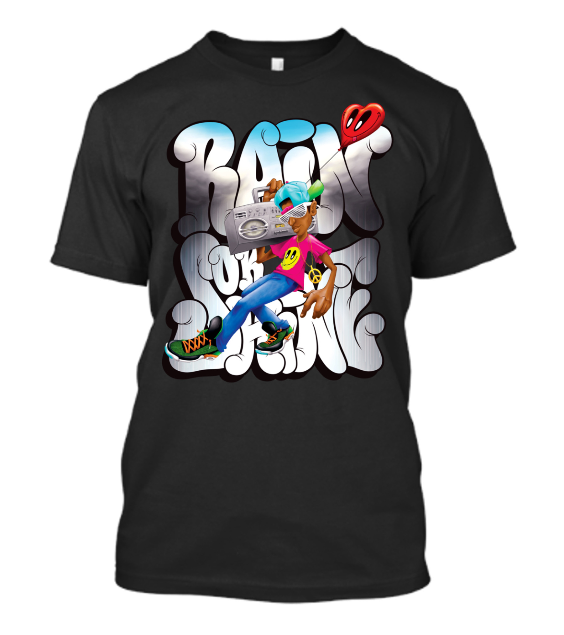 Rain Or Shine Hip Hop Style With Boombox And Heart Balloon T-Shirt