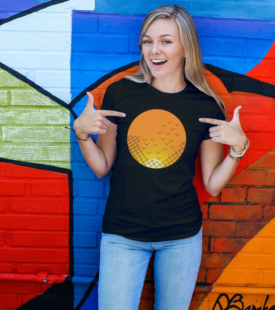 Sunset Escape Birds And Fence T-Shirt