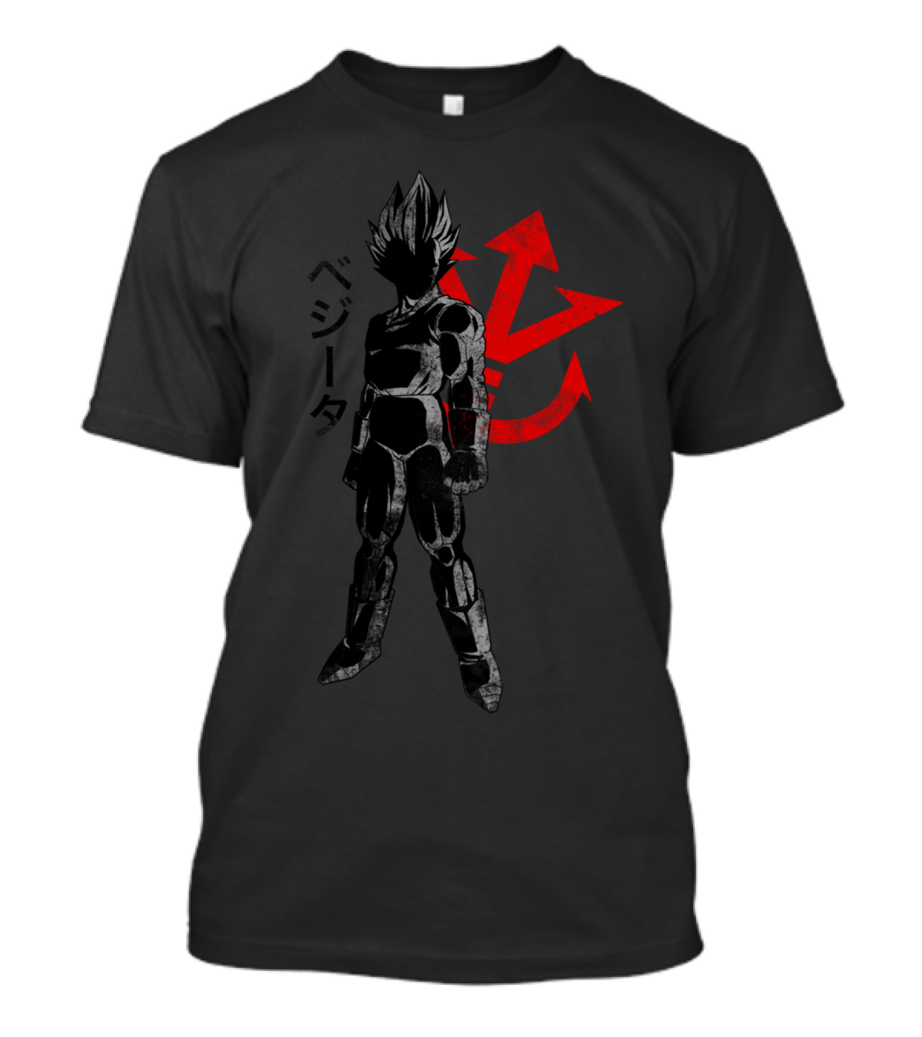 Vegeta Crimson Power Saiyan Symbol Japanese Text T-Shirt
