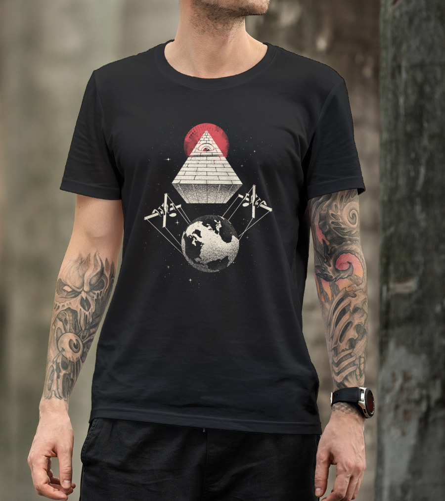 Under Control Pyramid Eye Surveillance Earth Space T-Shirt