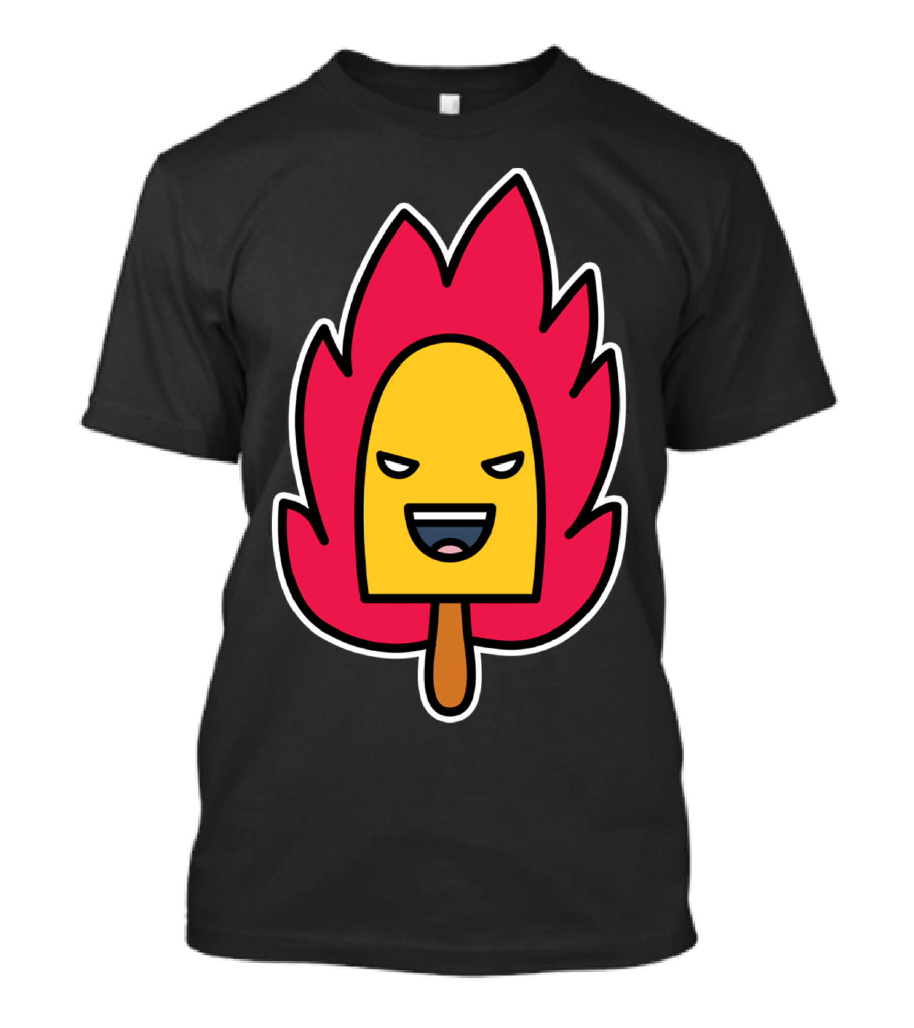 Burning Ice Cream Awesome Flame Popsicle Face T-Shirt