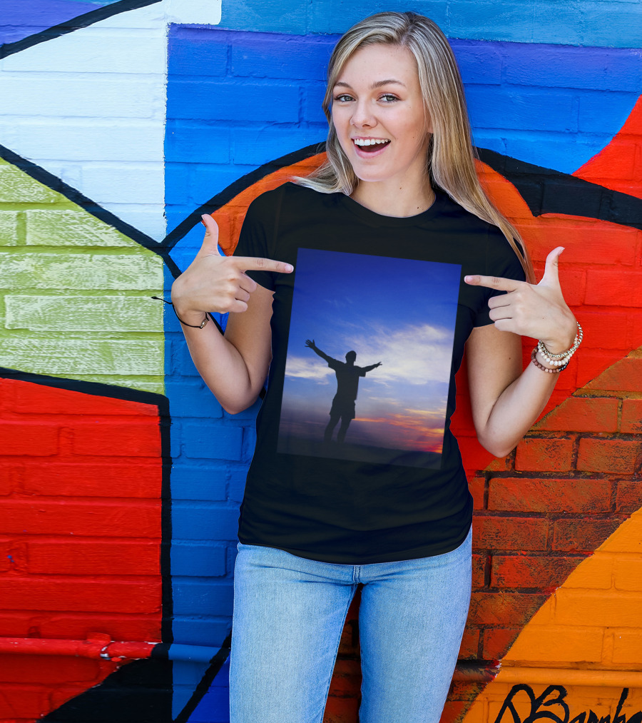 Sunset Happiness Silhouette Against Colorful Sky T-Shirt