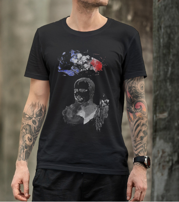 Napoleon Bonaparte Artistic Portrait With French Flag Colors T-Shirt