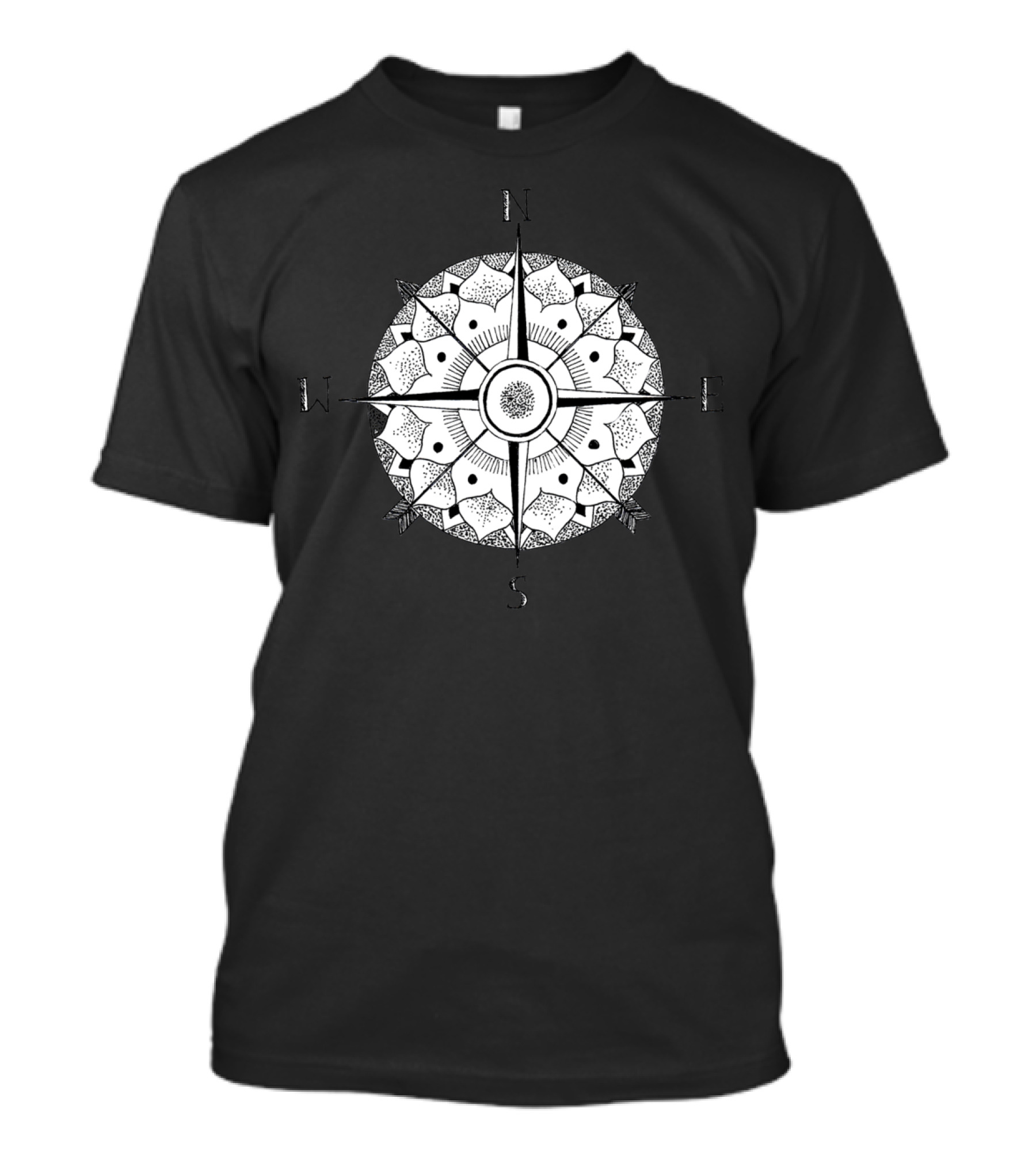 Mandala Compass Rose With Cardinal Directions N E S W T-Shirt