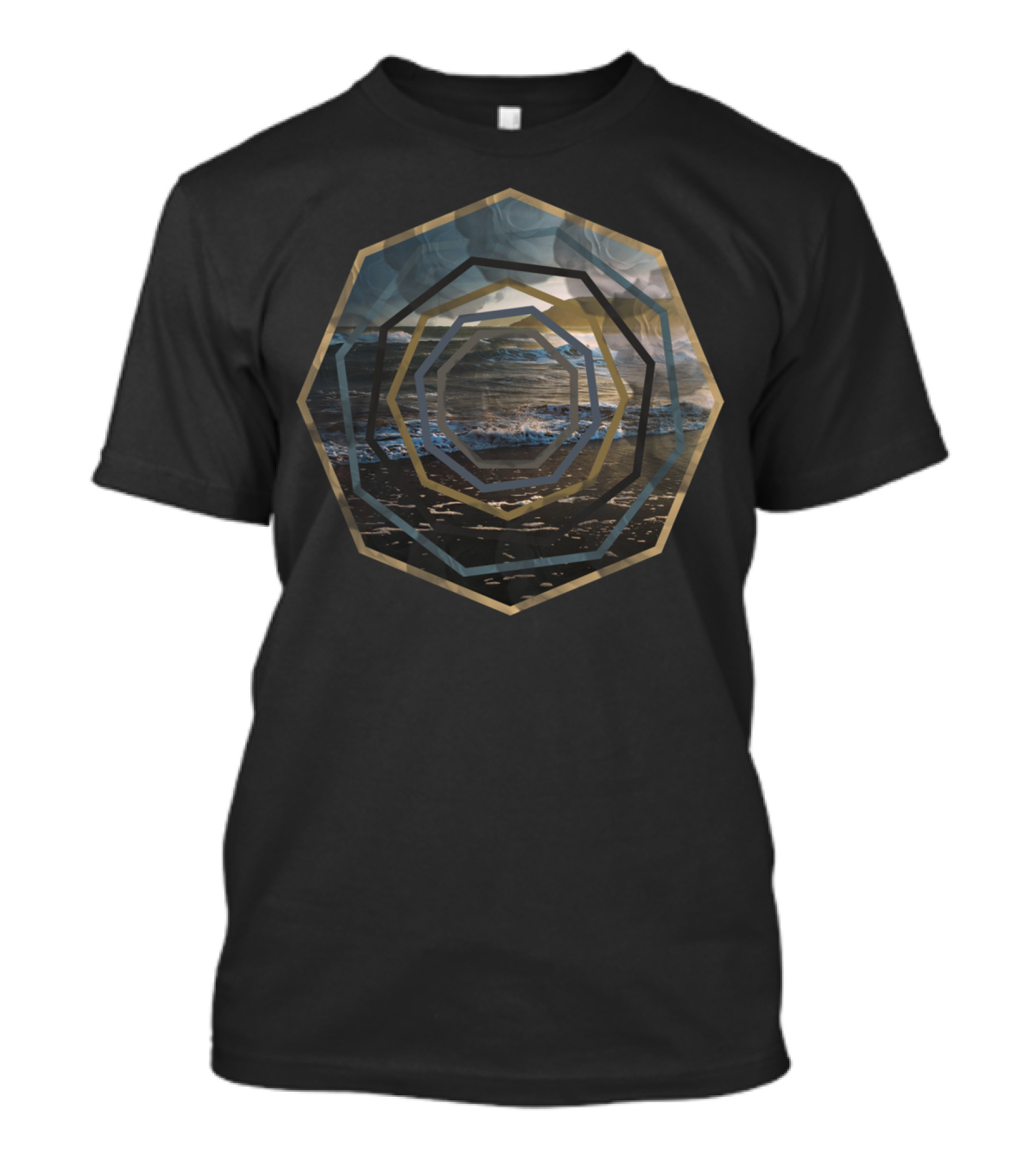 Flower Beach Ocean Waves Geometric Layers T-Shirt
