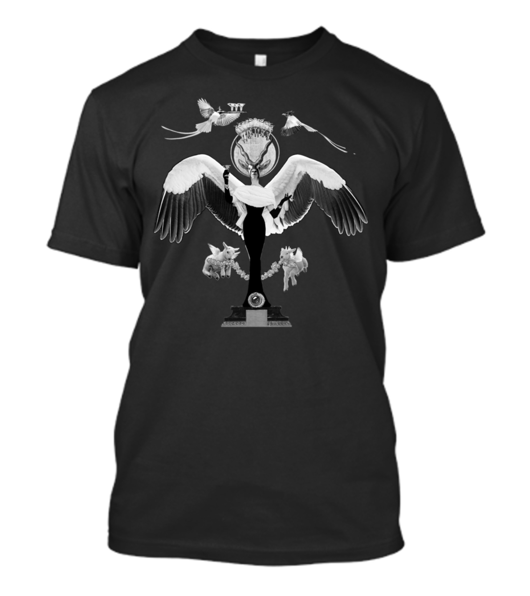 Deity Winged Figure With Animals And Circular Halo T-Shirt